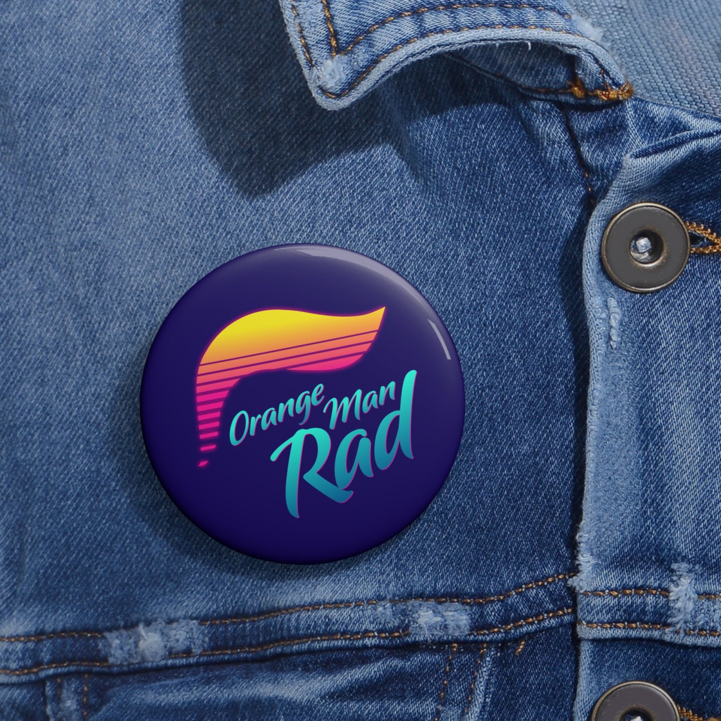 Orange Man Rad Retro Pin Button