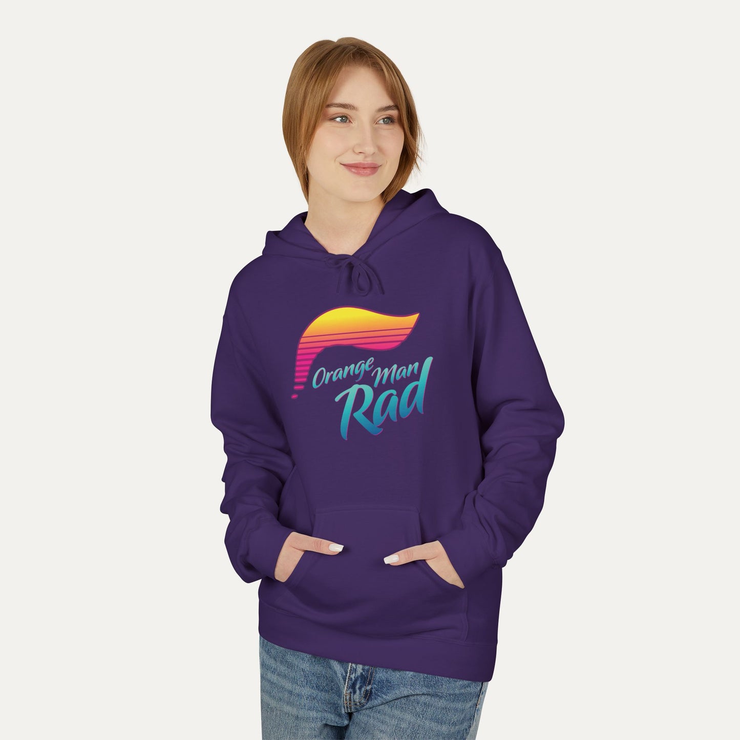 Orange Man Rad Retro Fleece Unisex Hoodie
