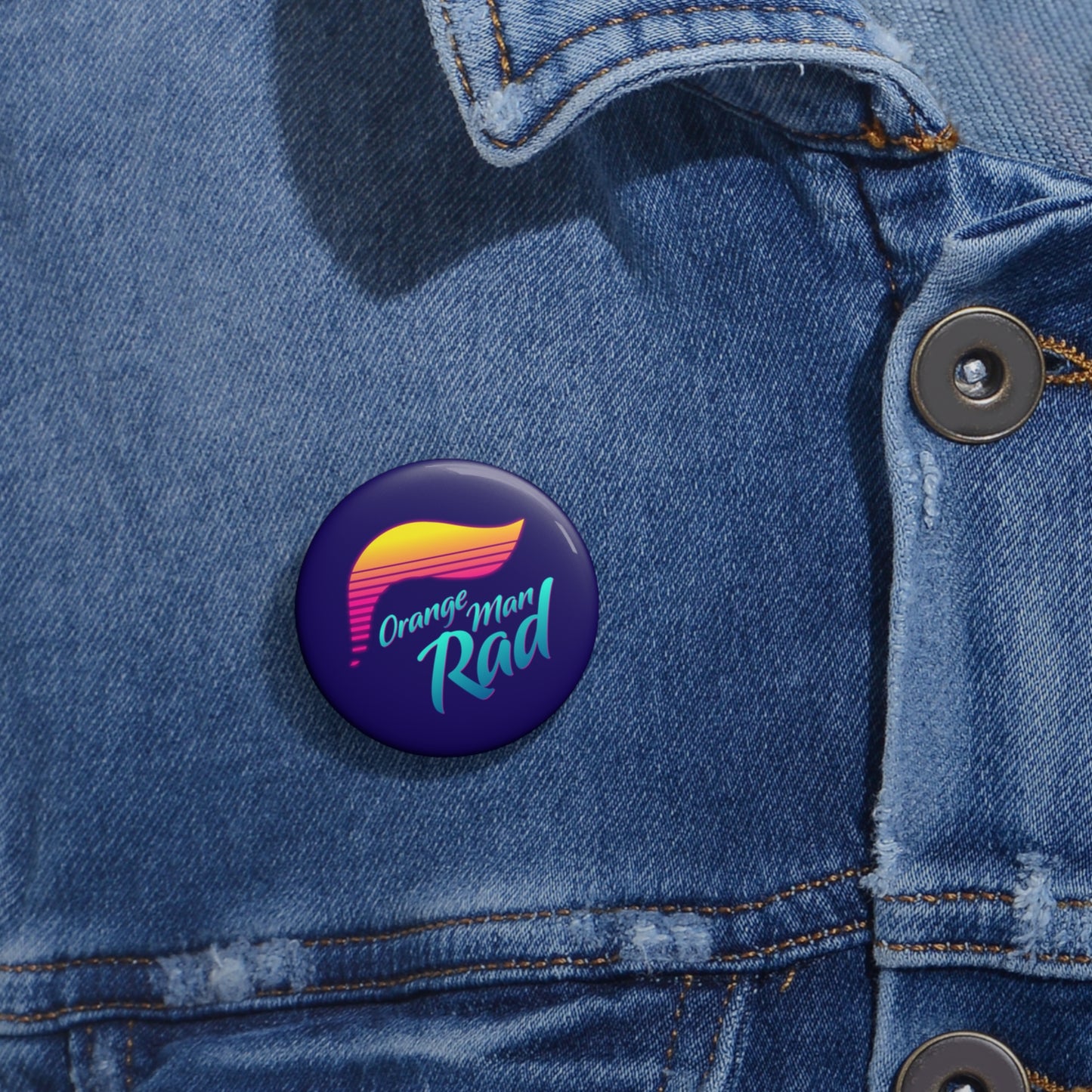 Orange Man Rad Retro Pin Button