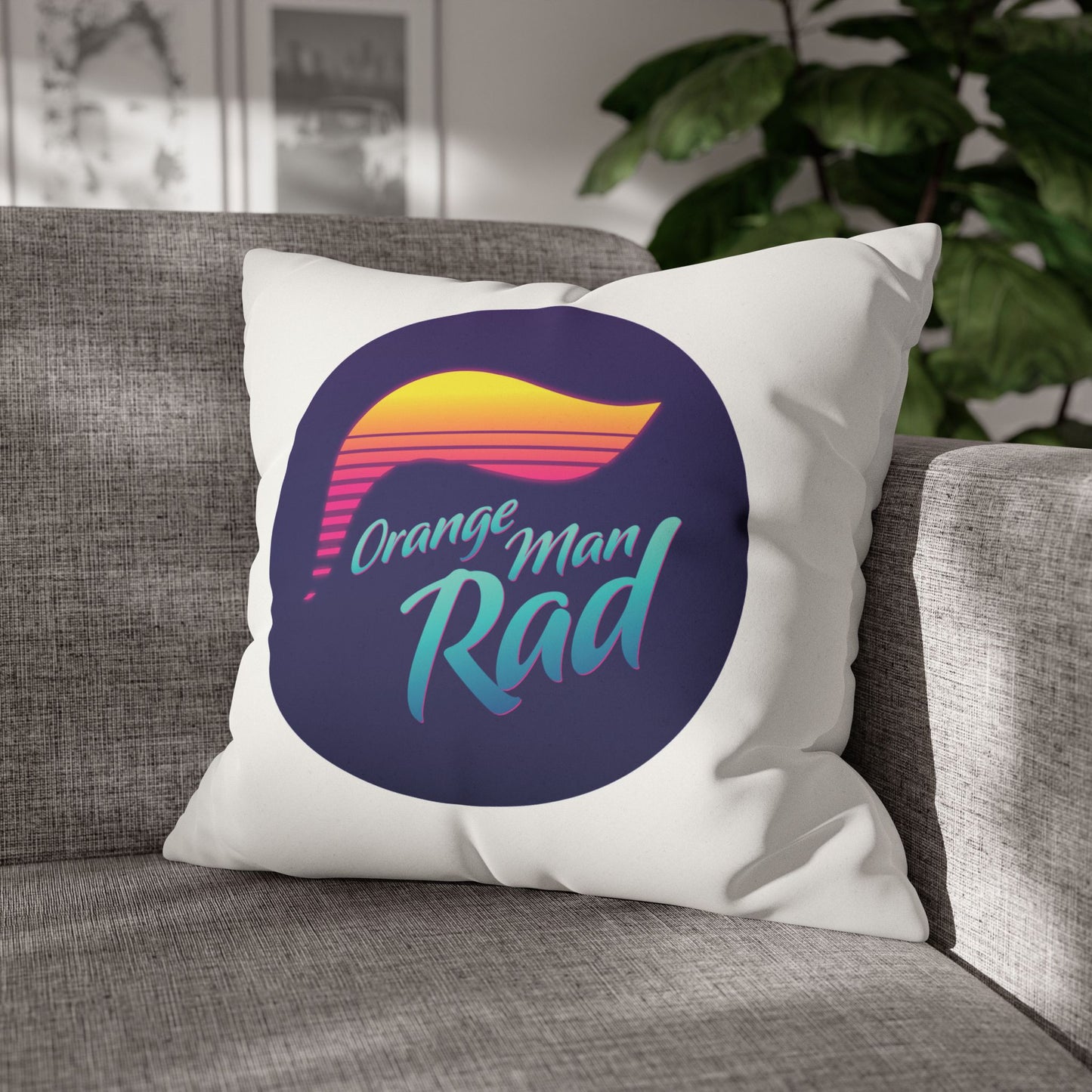 Orange Man Rad Retro Faux Suede Pillowcase