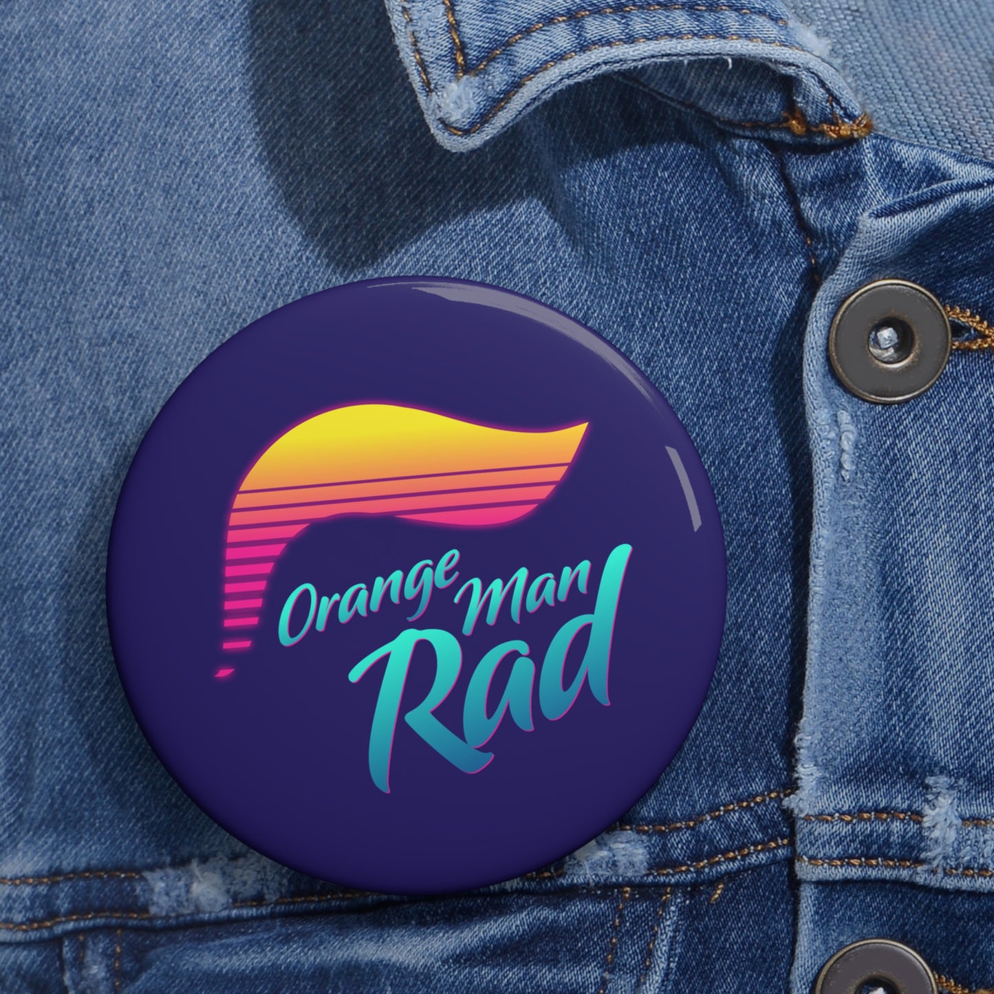 Orange Man Rad Retro Pin Button