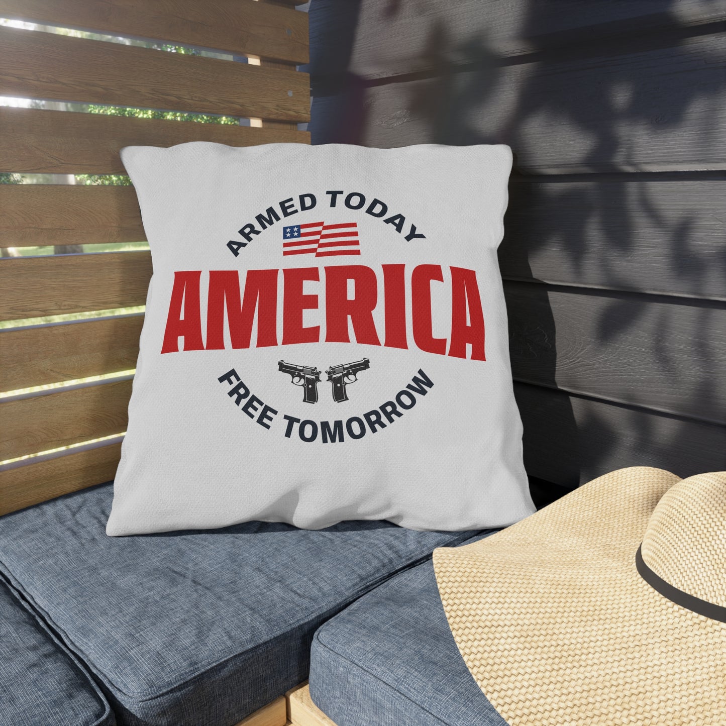 Armed Today, Free Tomorrow Outdoor Pillows