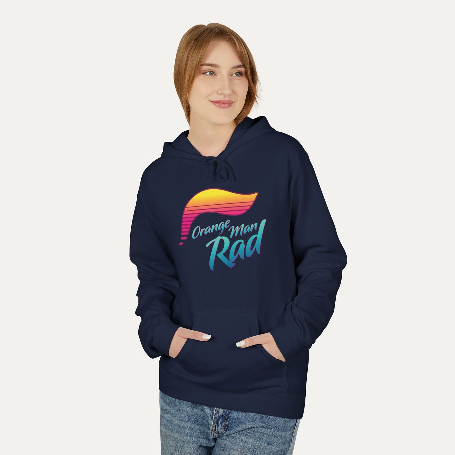 Orange Man Rad Retro Fleece Unisex Hoodie