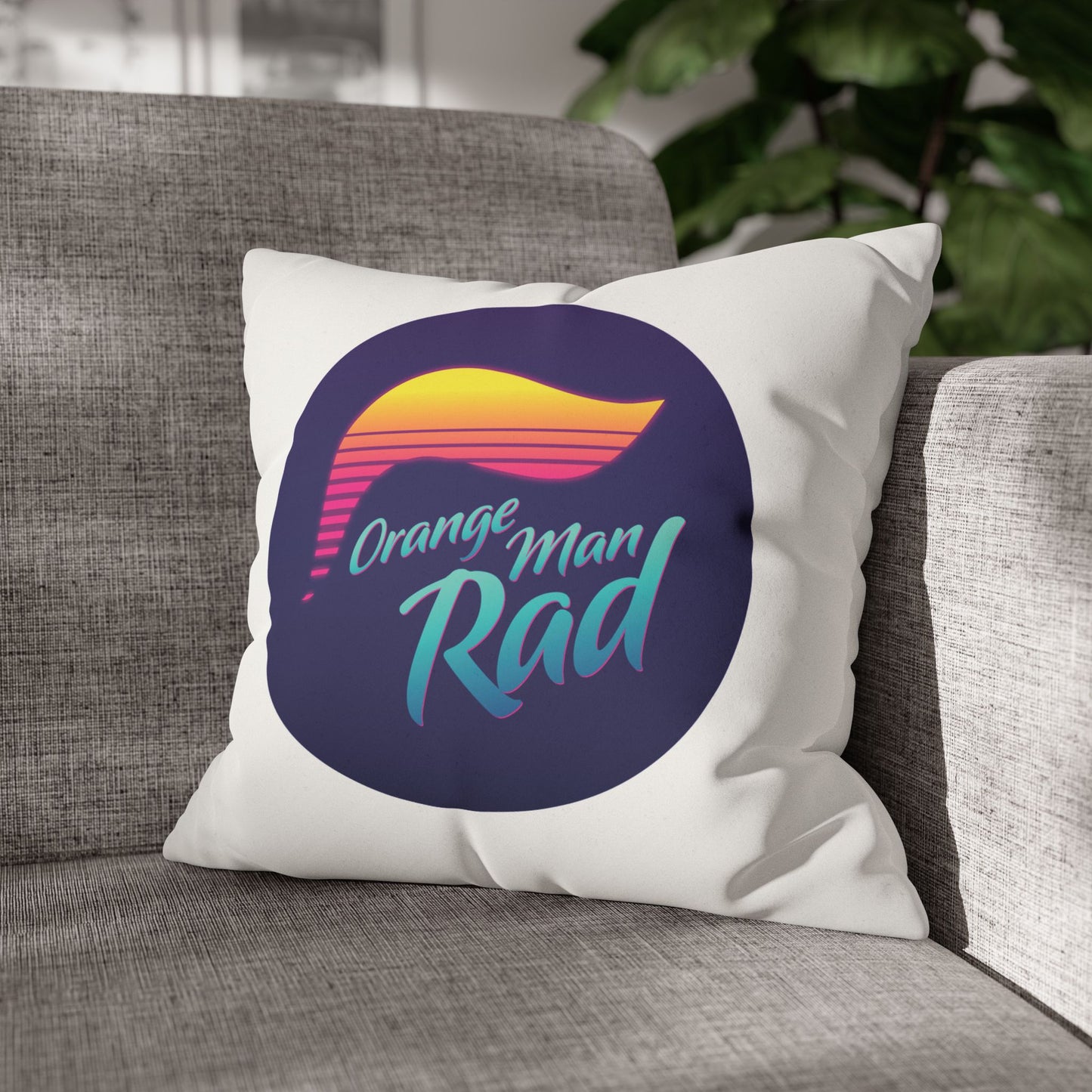 Orange Man Rad Retro Faux Suede Pillowcase