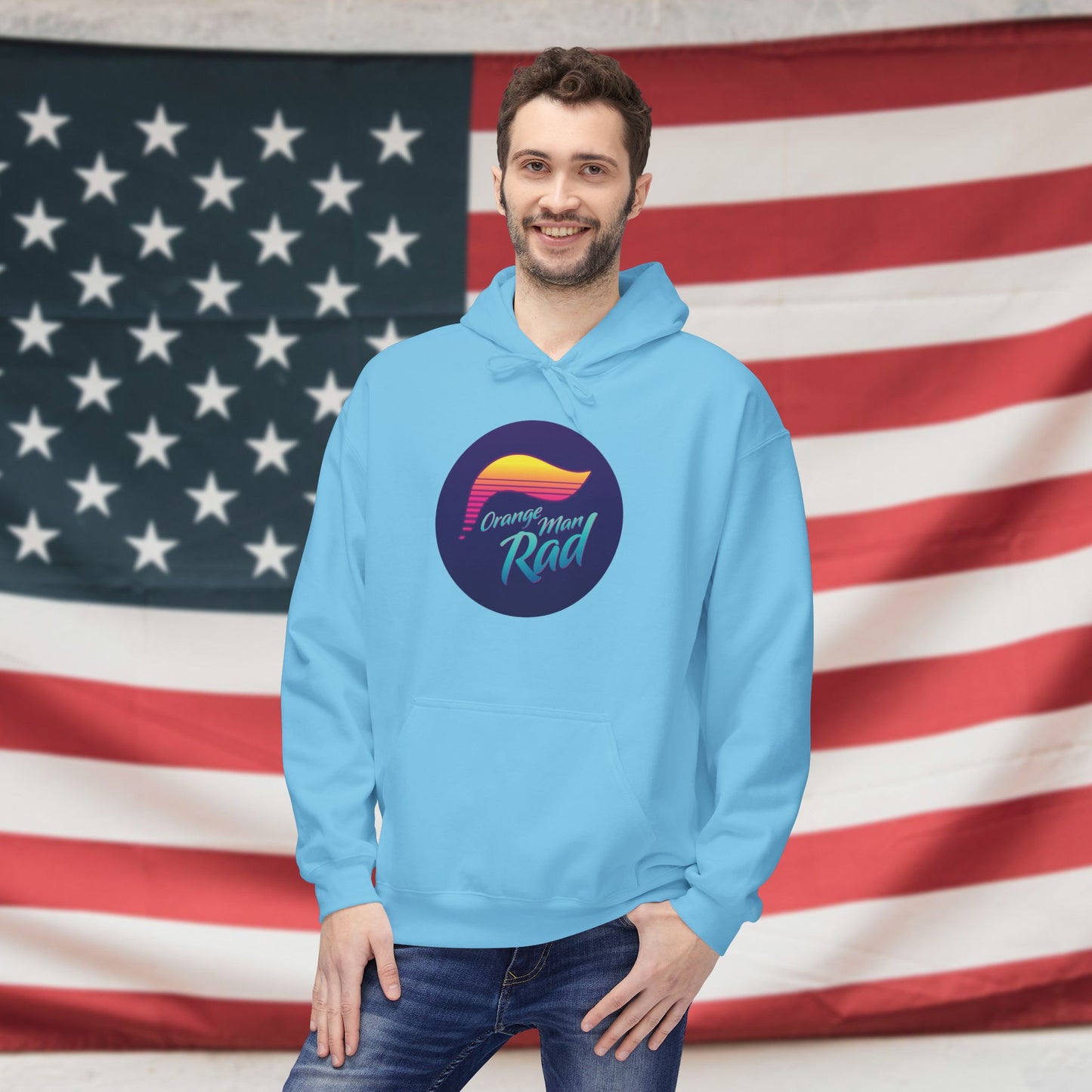 Orange Man Rad Retro Fleece Unisex Hoodie