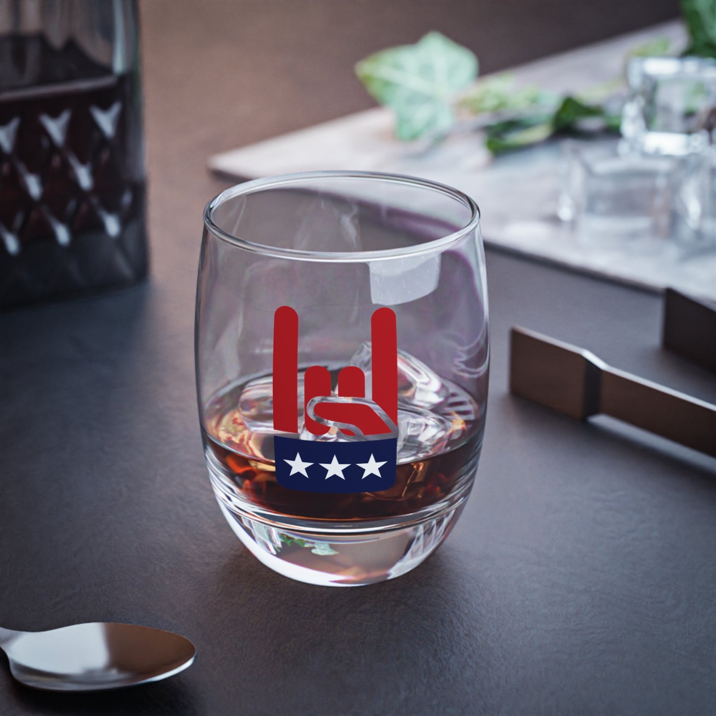 Horns Up Whiskey Glass