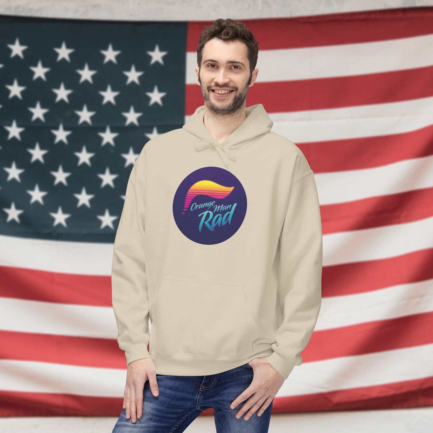 Orange Man Rad Retro Fleece Unisex Hoodie